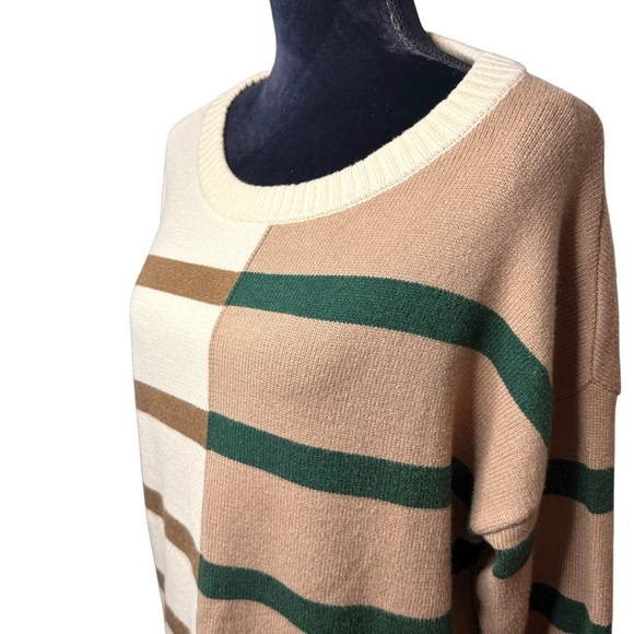 Blu Pepper | Cream and Brown Knit Mini Sweater Dress | Sz L - Picture 2 of 7